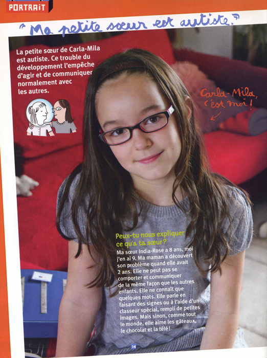 Magazine Astrapi – Reportage « Ma petite soeur est autiste »
