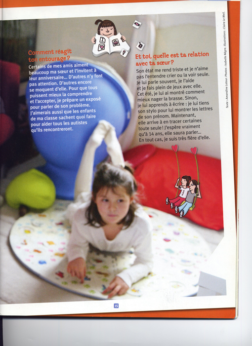 Magazine Astrapi – Reportage « Ma petite soeur est autiste » 1